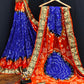Lorenvalley Premium Pure Bandhej Tapeta Soft light weight silk saree with zari weaving Border - Multicolor - Swadesiicart