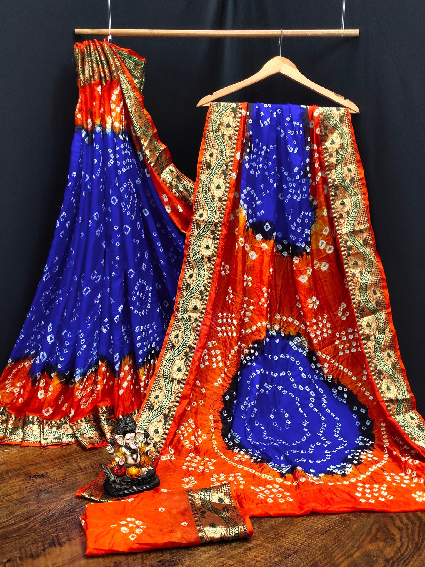 Lorenvalley Premium Pure Bandhej Tapeta Soft light weight silk saree with zari weaving Border - Multicolor - Swadesiicart