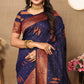 Lorenvalley Fashion Blue Soft Silk Copper Zari weaving Design Saree - Swadesiicart