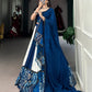 Lorenvalley Blue Pure Rayon with Plain And Printed With Paper Mirror Work Lace And Gota Patti Touch Up Lehenga Choli | Swadesiicart