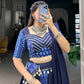 Lorenvalley Blue Pure Cotton Chaniya Choli Adorned With Cowrie Shells And Paired With A Matching Purse | Swadesiicart