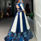 Lorenvalley Blue Pure Rayon with Plain And Printed With Paper Mirror Work Lace And Gota Patti Touch Up Lehenga Choli | Swadesiicart