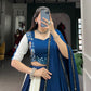 Lorenvalley Blue Pure Rayon with Plain And Printed With Paper Mirror Work Lace And Gota Patti Touch Up Lehenga Choli | Swadesiicart