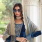 Lorenvalley Fashion Blue Velvet with Rich Sequins & Zari Embroidered work Kurta Pant with Dupatta - Swadesiicart