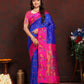 Lorenvalley Fashion Blue Soft Paithani Silk Woven Design Rich Zari Meenakari Weaving Saree - Swadesiicart