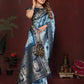 Anaita Blue Zari Weaving Work Satin Silk Saree With Blouse