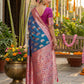 Anaita Blue Silk Blend Woven Saree With Blouse