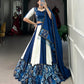Lorenvalley Blue Pure Rayon with Plain And Printed With Paper Mirror Work Lace And Gota Patti Touch Up Lehenga Choli | Swadesiicart