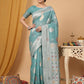 Anaita Blue Linen Woven Work Saree With Blouse