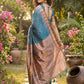 Anaita Blue Linen Woven Work Saree With Blouse