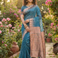 Anaita Blue Linen Woven Work Saree With Blouse