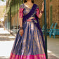 Lorenvalley Blue Kanjivaram Silk Zari Weaving Lehenga Choli with Dupatta | Swadesiicart