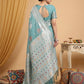 Anaita Blue Linen Woven Work Saree With Blouse