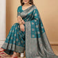 Anaita Blue Silk Blend Woven Saree With Blouse