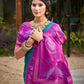 Anaita Blue Soft Silk Saree With Floral Printed Work With Blouse