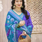 Anaita Blue Pochampally Silk Saree With Floral Printed Work With Blouse