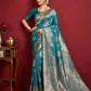 Anaita Blue Silk Blend Woven Saree With Blouse