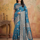 Anaita Blue Silk Blend Woven Saree With Blouse
