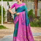 Anaita Blue Soft Silk Saree With Floral Printed Work With Blouse