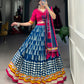 Lorenvalley Black Dola Silk with Printed With Foil Work And Original Mirror Gamthi Lace Touch Up Lehenga Choli | Swadesiicart
