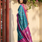 Anaita Blue Pochampally Printed Saree With Blouse