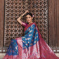 Anaita Blue Silk Woven Saree With Blouse