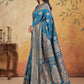 Anaita Blue Silk Blend Woven Saree With Blouse