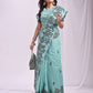 Anaita Blue Linen Printed Saree With Blouse