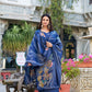 Lorenvalley Blue Roman Silk Floral Print With Beets Handwork Kurta Set | Swadesiicart