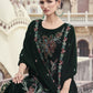 Jyoti Fashion Women's Green Velvet Resham Thread with Jari & Sequin Kurta with Trouser & Dupatta | Swadesiicart
