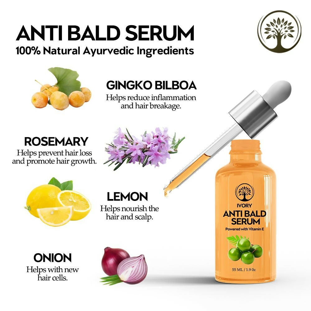 Ivory Natural Bald Serum For Baldness, Hair Thinning And Hair Fall | Swadesiicart