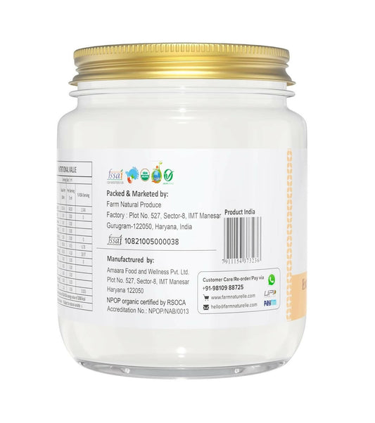 Farm Naturelle 100% Pure Organic Extra-Virgin Cold Pressed Coconut Oil - Swadesiicart