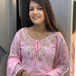 Anaita Peach Crape Readymade Kurti Set with Beads Sequence Work