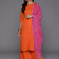 Ahalyaa Women's Traditional wear Kurta Set - Orange | Swadesiicart