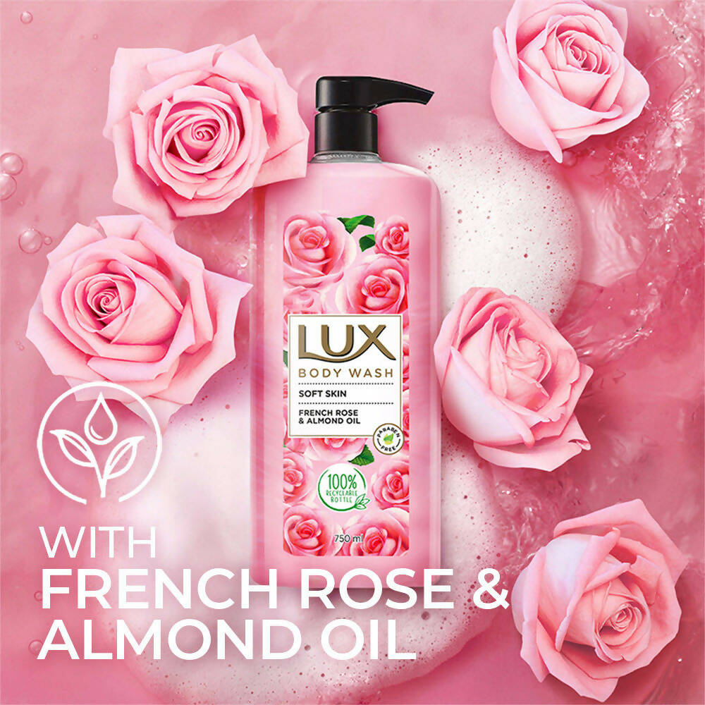 Lux Body Wash with French Rose Fragrance & Almond Oil - Swadesiicart