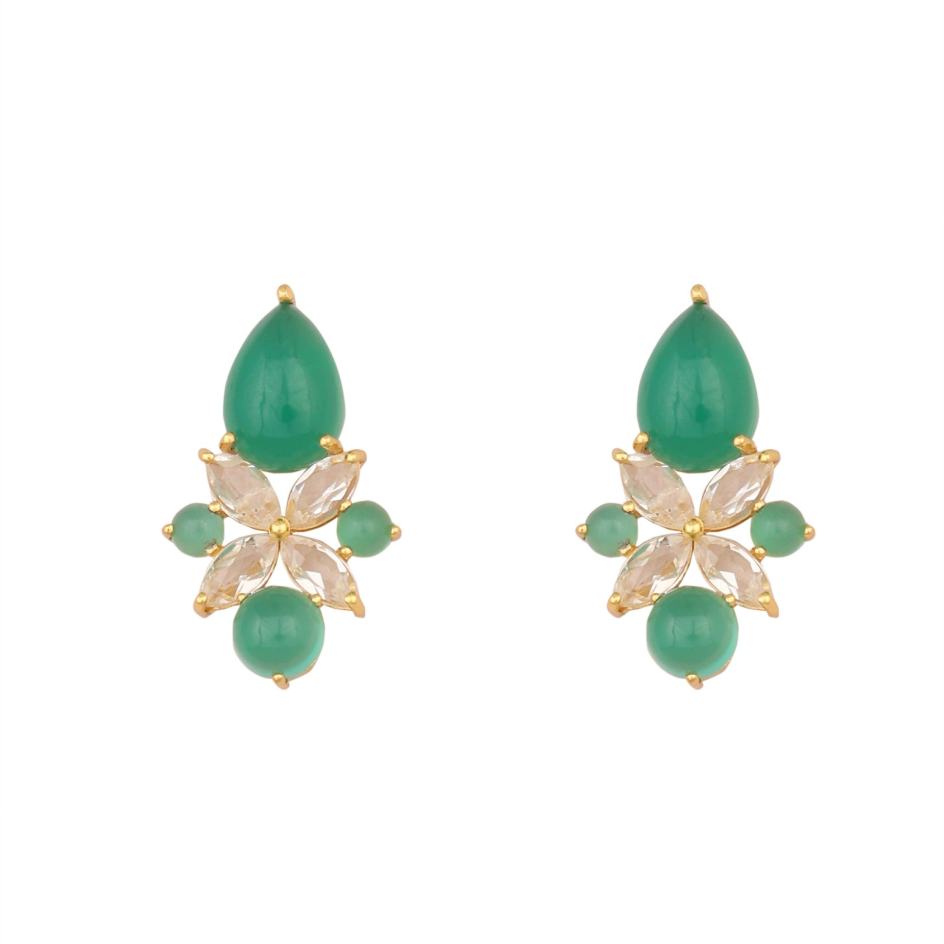Nuyug 18k Gold Plated Floral Diamond Glow Earrings | Swadesiicart