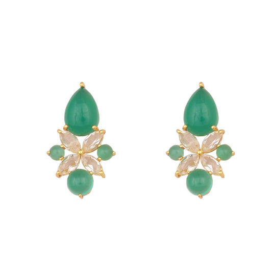 Nuyug 18k Gold Plated Floral Diamond Glow Earrings | Swadesiicart