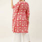 FIORRA Women's Printed Pure Cotton Kaftan Kurta - Red - Swadesiicart