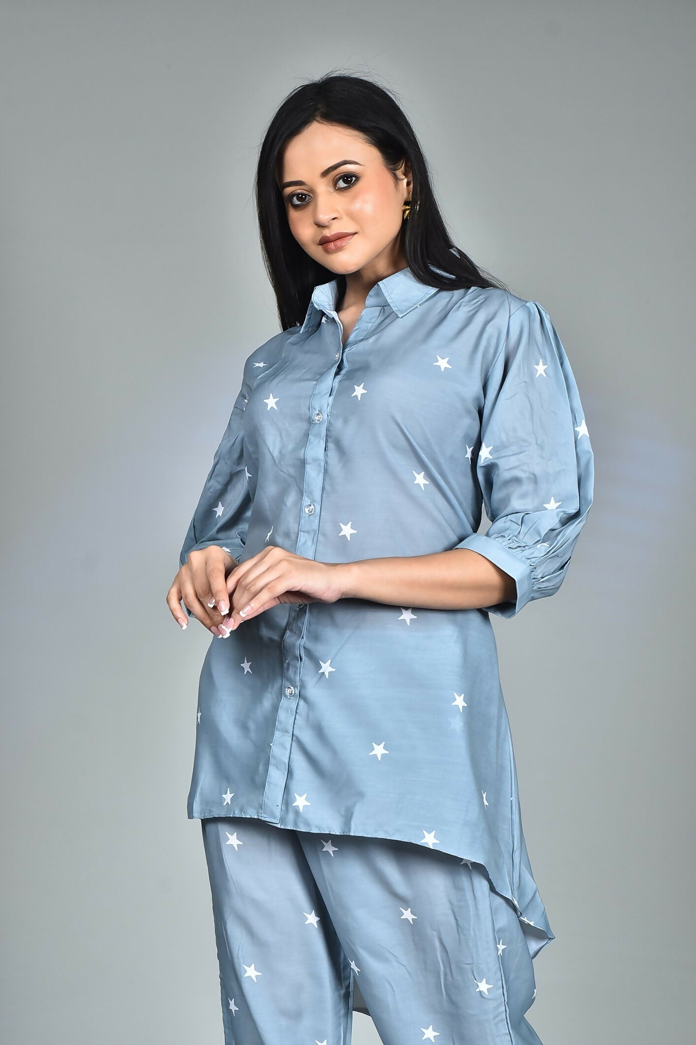 Morchari Digital Print Semi Muslin Co-Ord Set Top & Trouser-Multicolor - Swadesiicart