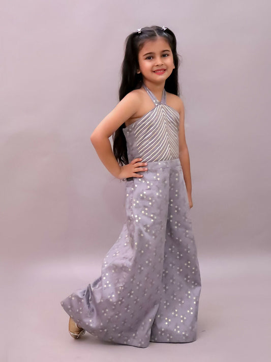 Lil Drama Mehfil Grey Stylish Jumpsuit For Girls | Swadesiicart