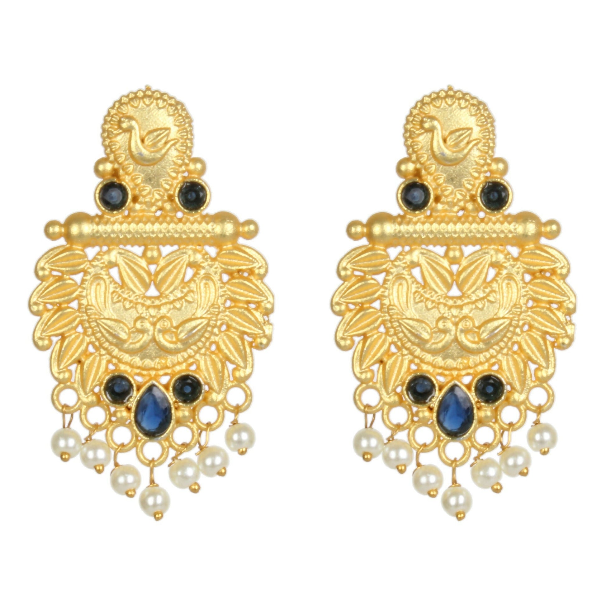 Joban Fashion Women Matte Gold Brass Earrings | Swadesiicart