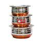 Sublime Kitchenware Set of 3 Stainless Steel Copper Bottom Handi with Lid - Swadesiicart