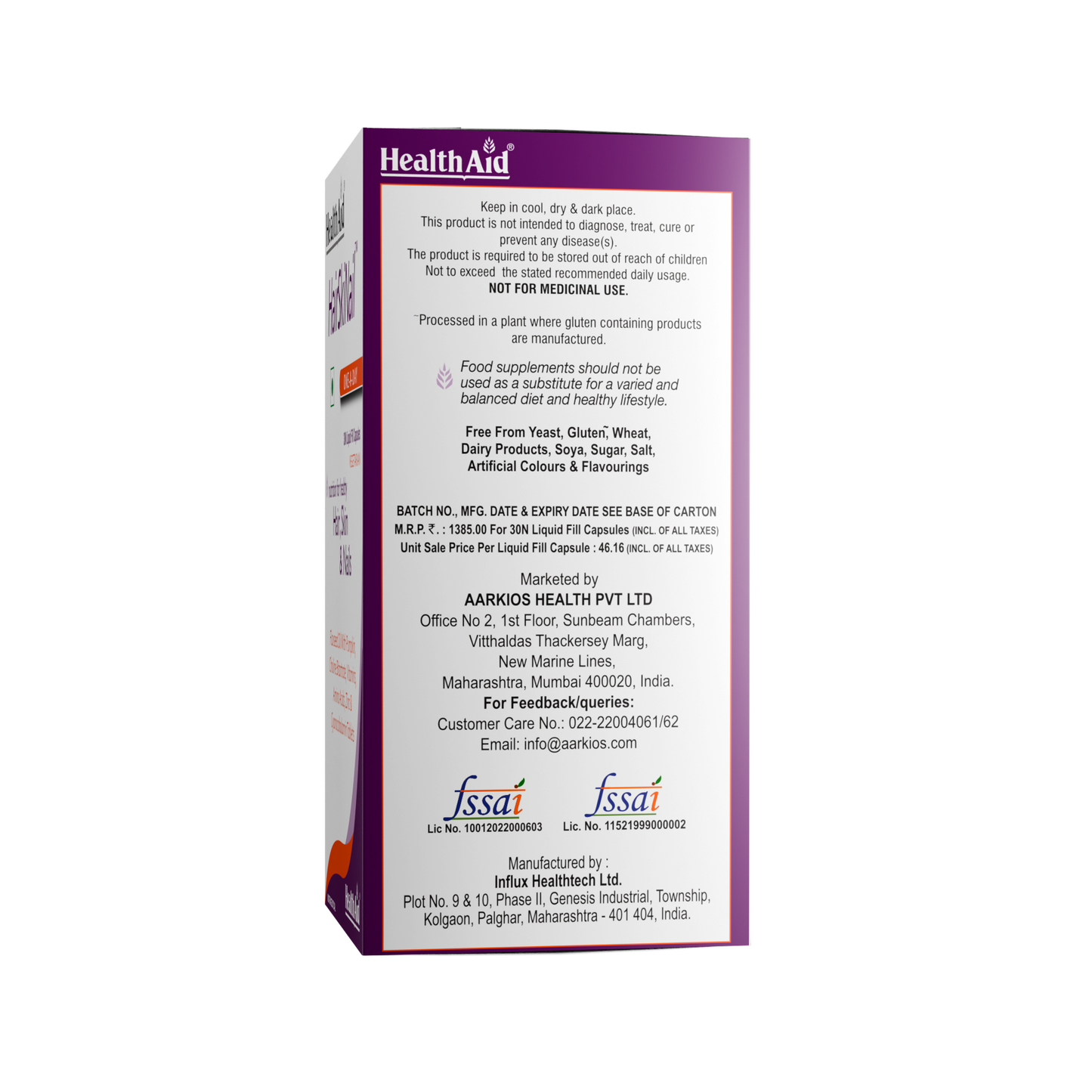 HealthAid HairSkiNail (Multivitamins for Hair, Skin and Nail) Tablets - Swadesiicart