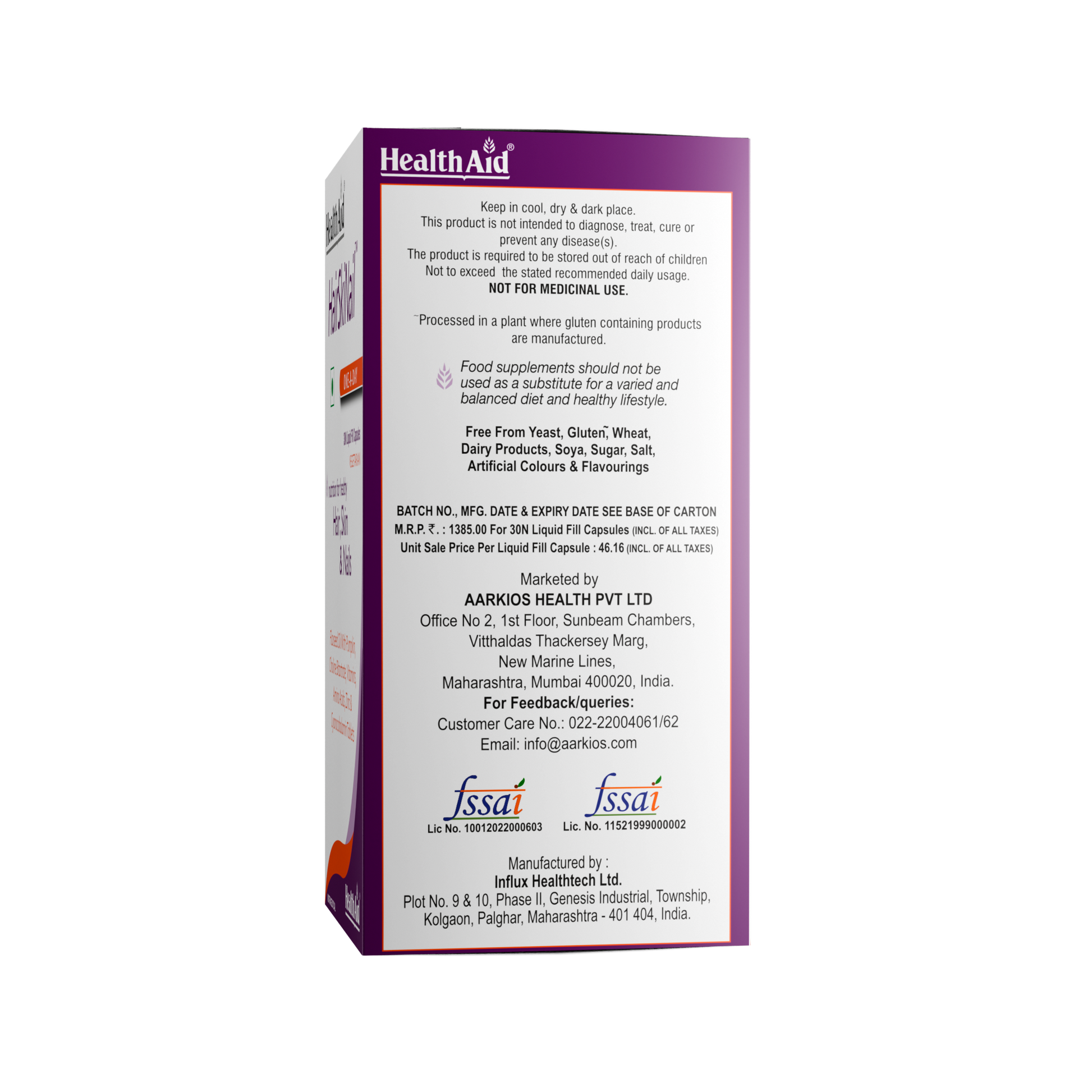 HealthAid HairSkiNail (Multivitamins for Hair, Skin and Nail) Tablets - Swadesiicart