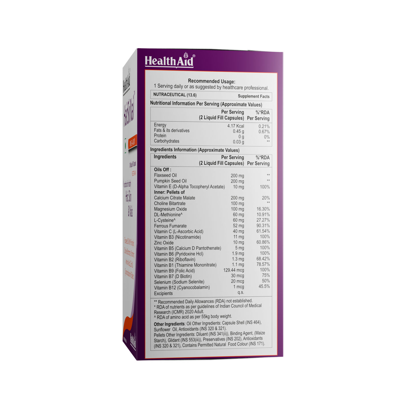 HealthAid HairSkiNail (Multivitamins for Hair, Skin and Nail) Tablets - Swadesiicart