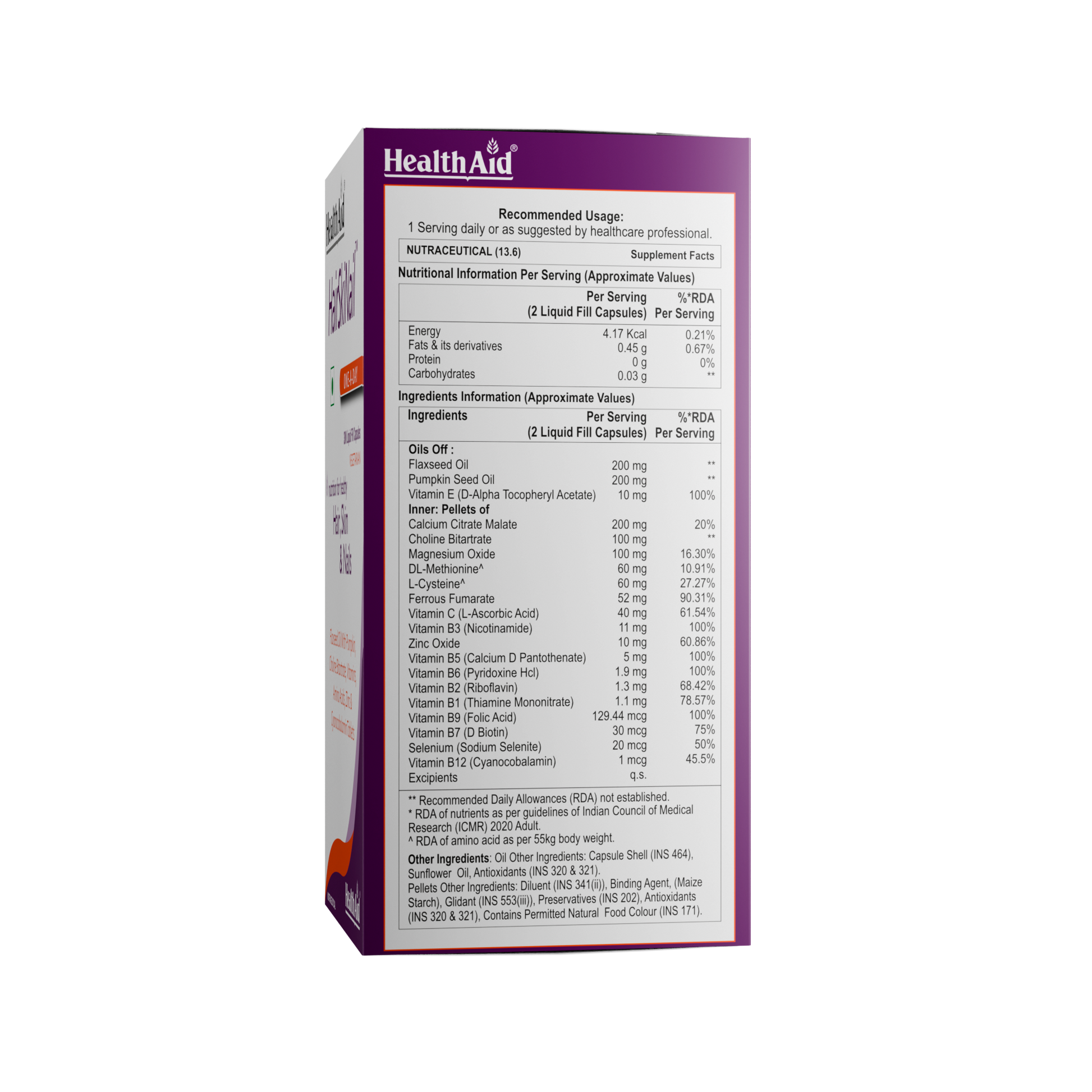 HealthAid HairSkiNail (Multivitamins for Hair, Skin and Nail) Tablets - Swadesiicart