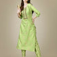 Jyoti Fashion Women's Light Green Rayon Embroidered Kurta Pant Set | Swadesiicart