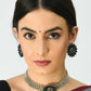 Mominos Fashion Johar Kamal Oxidised Silver-Plated Brass Finish Kundan Choker For Women (Black) | Swadesiicart