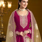 Anaita Rani Pink Embroidered Jacquard Chanderi Anarkali Suit