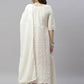 Miravan Women's Beige Embroidered Chikankari Kurta & Dupatta | Swadesiicart